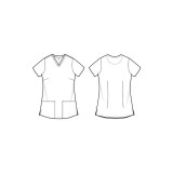 2266 Healing Hands Amanda Grosgrain Ribbon V-Neck Print Top - Washed Marble