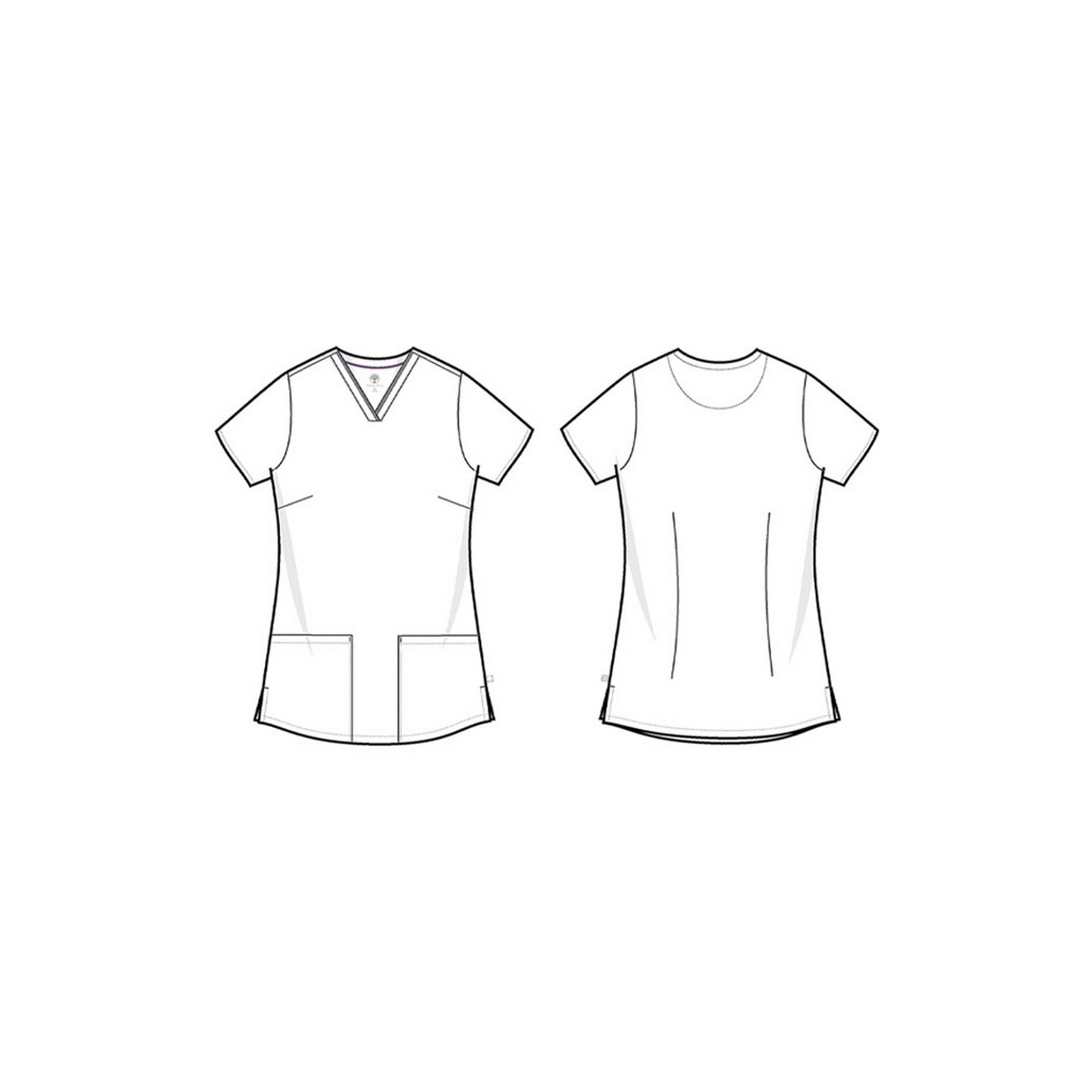 2266 Healing Hands Amanda Grosgrain Ribbon V-Neck Print Top - Washed Marble