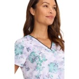 HH910 Healing Hands Amanda Haut Imprimer à Col en V avec Ruban Grosgrain - Quiet Petals