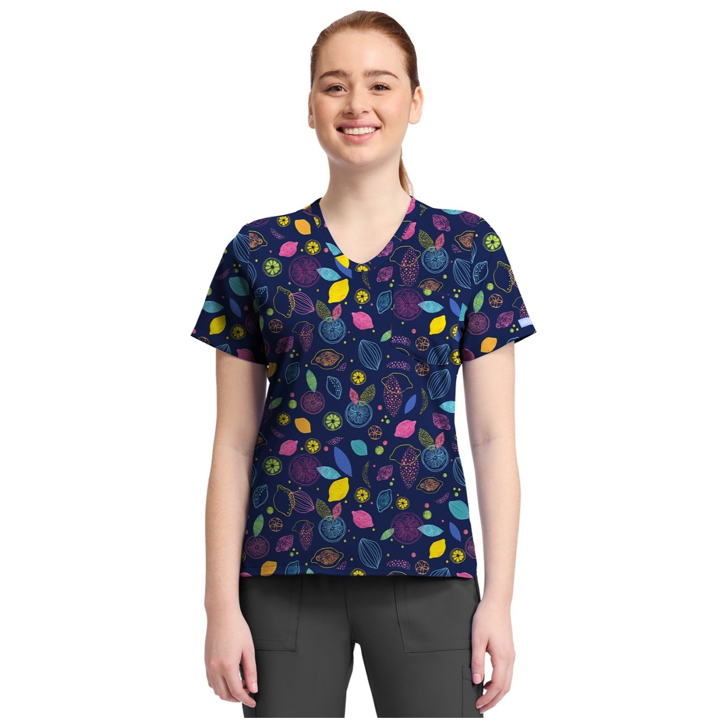 CK857 Haut Imprimé à Col en V Haut-bas par Cherokee - Tutti Frutti