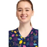 CK857 High-Low V-Neck Print Top by Cherokee - Tutti Frutti