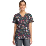 CK856 V-Neck 2 Pocket Print Top by Cherokee - Girls Gone Wasabi