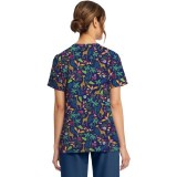 CK856 V-Neck 2 Pocket Print Top by Cherokee - Jungle Jive