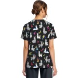 CK856 V-Neck 2 Pocket Print Top by Cherokee - Llama Be Aware