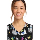 CK856 V-Neck 2 Pocket Print Top by Cherokee - Llama Be Aware