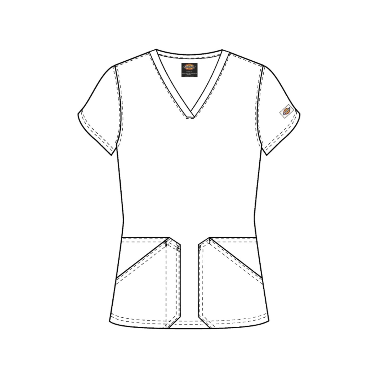 DK667 Dickies 4 Pocket V-Neck Print Top - Fading Stripes