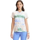 DK667 Dickies 4 Pocket V-Neck Print Top - Fading Stripes