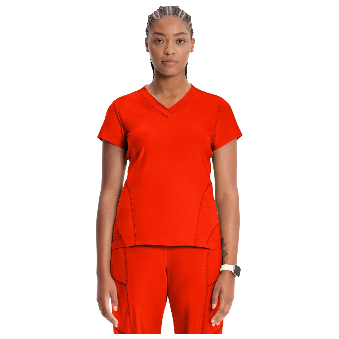 IN706A Kinetic V-Neck 2 Zip Pocket Knit Top by Infinity