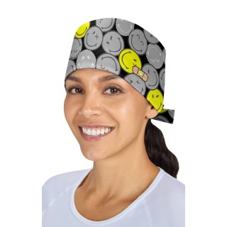SA174PR Smiley World Unisex Print Scrub Cap by koi - Smiling All Around
