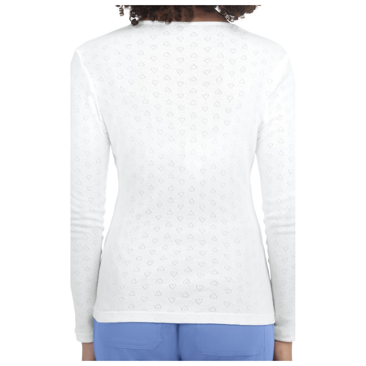 1110 Essentials Rohan Heart Pointelle Long Sleeve Underscrub by koi