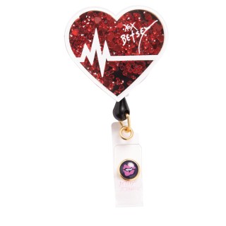 BA156 Betsey Johnson Retractable Shaker Badge Reel by koi - EKG Heart
