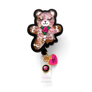 BA156 Betsey Johnson Retractable Shaker Badge Reel by koi - Gingerbread Bear