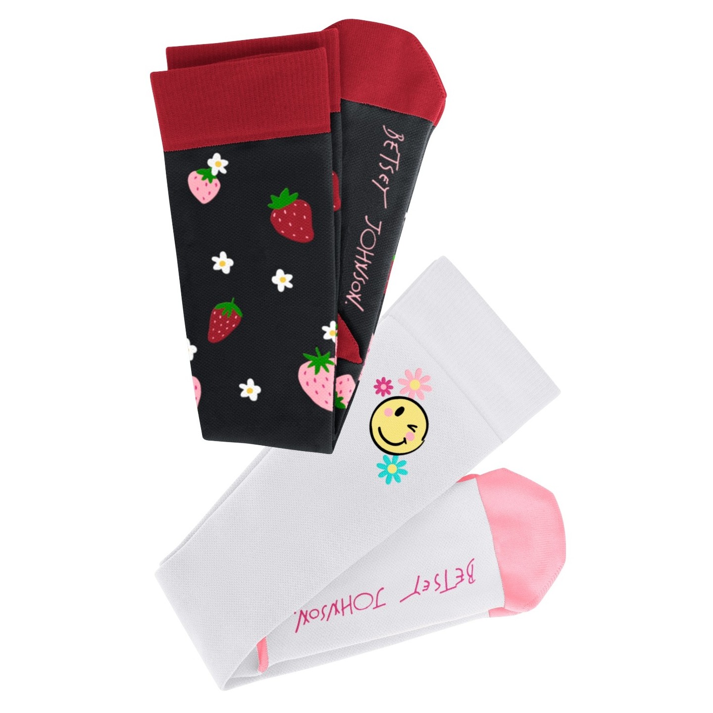 BA179 koi Betsey Johnson Chaussettes de Compression 2-Paires - Berry Happy