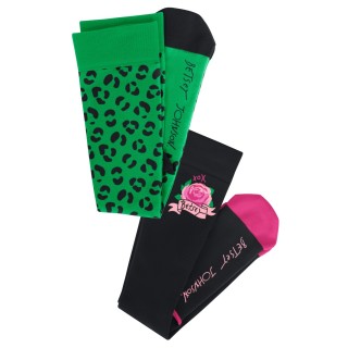 BA179 koi Betsey Johnson 2-Pack Compression Socks - Leopard Flora