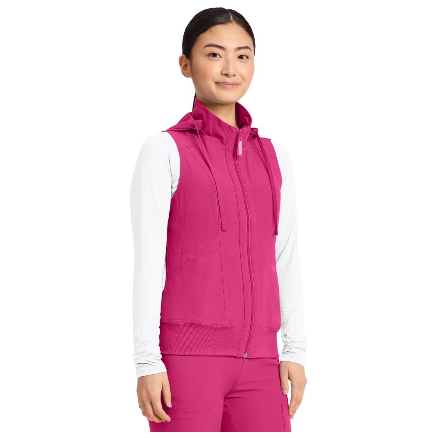 MC500 AMP 4 Pocket Zip Front Vest with Removable Hood by Med Couture