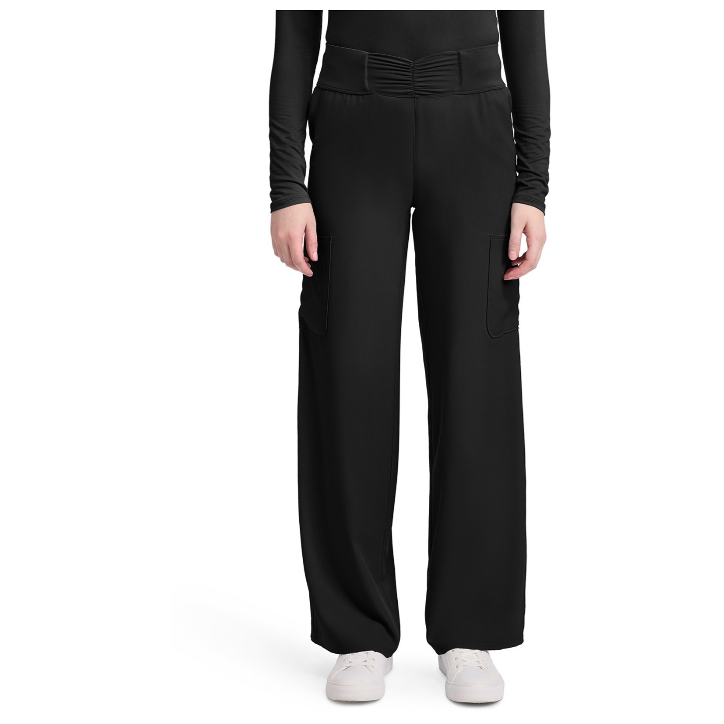 MC011 Insight Ruched Waist Wde Leg Pant with 5 Pockets by Med Couture