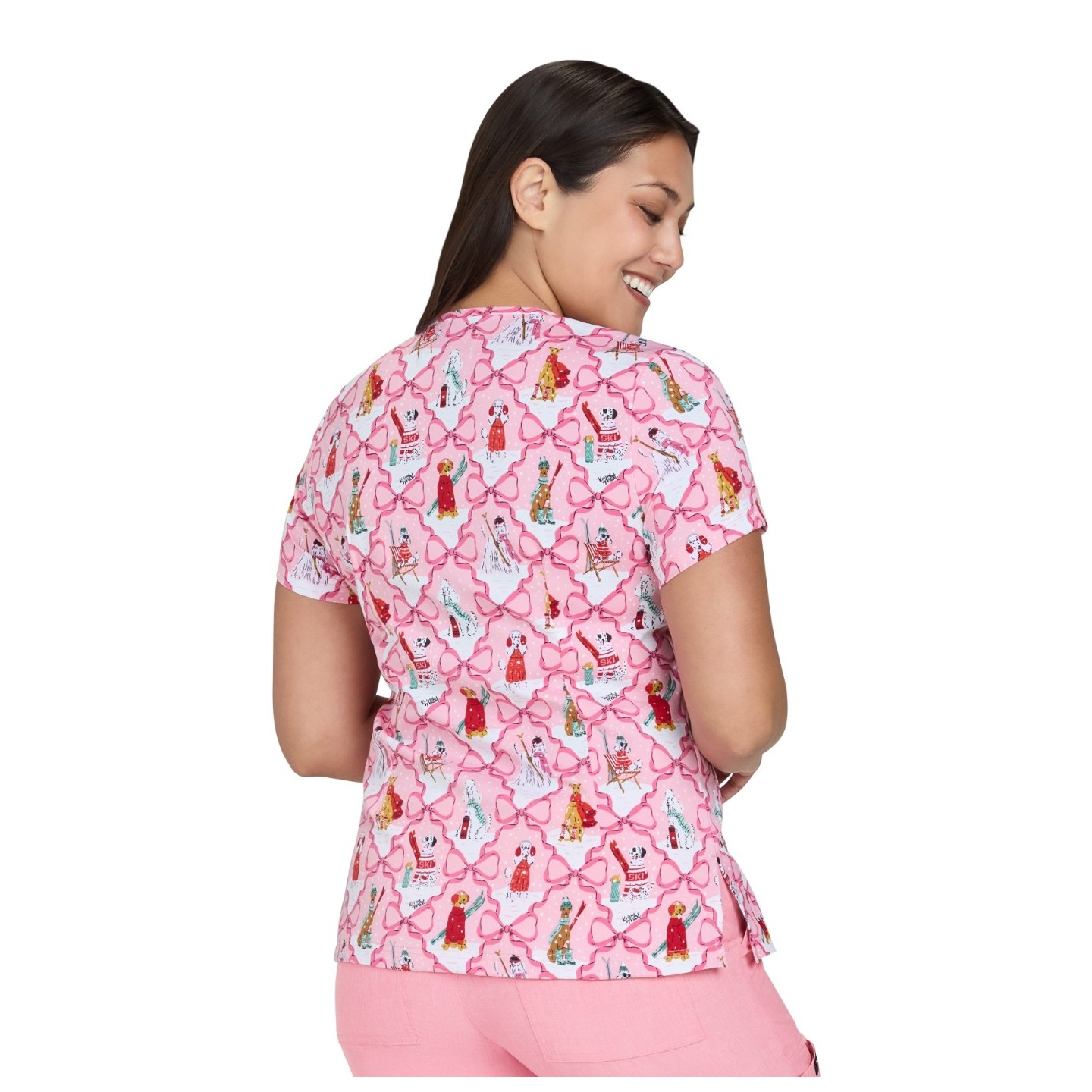 384PRA koi Artist Series Leslie Print Top - Ski Dogs