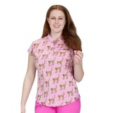 1093PRA koi Basics Artist Series Ari Split Neck Print Top - Cheetah In Heels