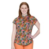 1093PRA koi Basics Artist Series Ari Split Neck Print Top - Flower Bug