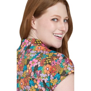 1093PRA koi Basics Artist Series Ari Split Neck Print Top - Flower Bug