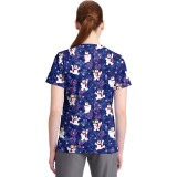 TF796 Tooniforms 2 Pocket V-Neck Print Top by Cherokee - Chilly Tiles