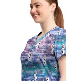 TF796 Tooniforms 2 Pocket V-Neck Print Top by Cherokee - Olaf in Arendelle