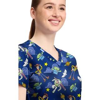 TF796 Tooniforms 2 Pocket V-Neck Print Top by Cherokee - Andy's Room