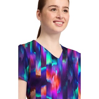 MC632 Med Couture V-Neck Print Top - Aurora Stripe