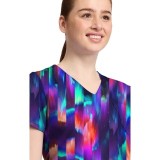 MC632 Med Couture V-Neck Print Top - Aurora Stripe
