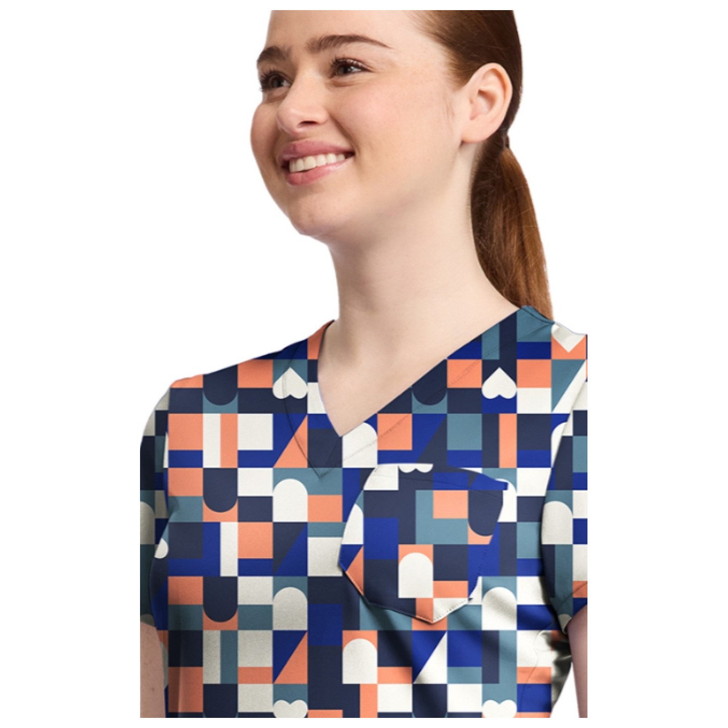 MC632 Med Couture V-Neck Print Top - Board Game