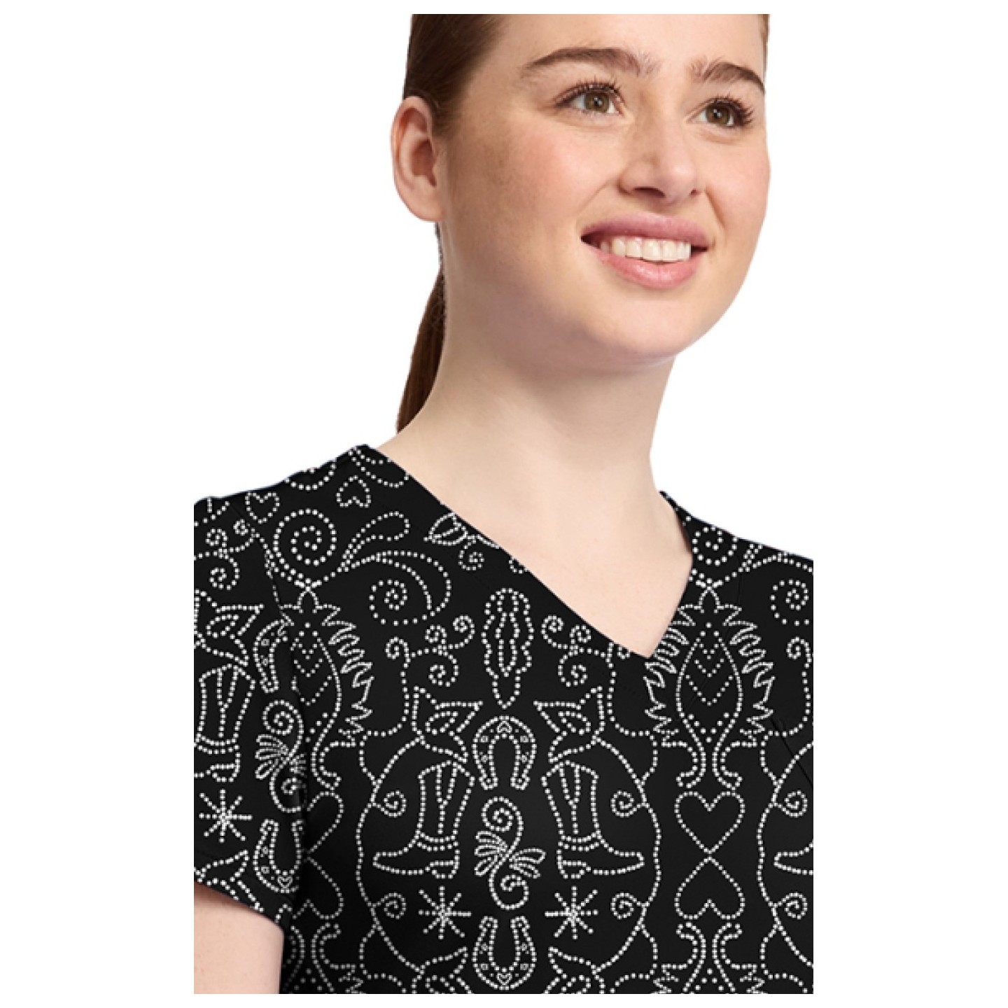MC632 Med Couture V-Neck Print Top - First Rodeo