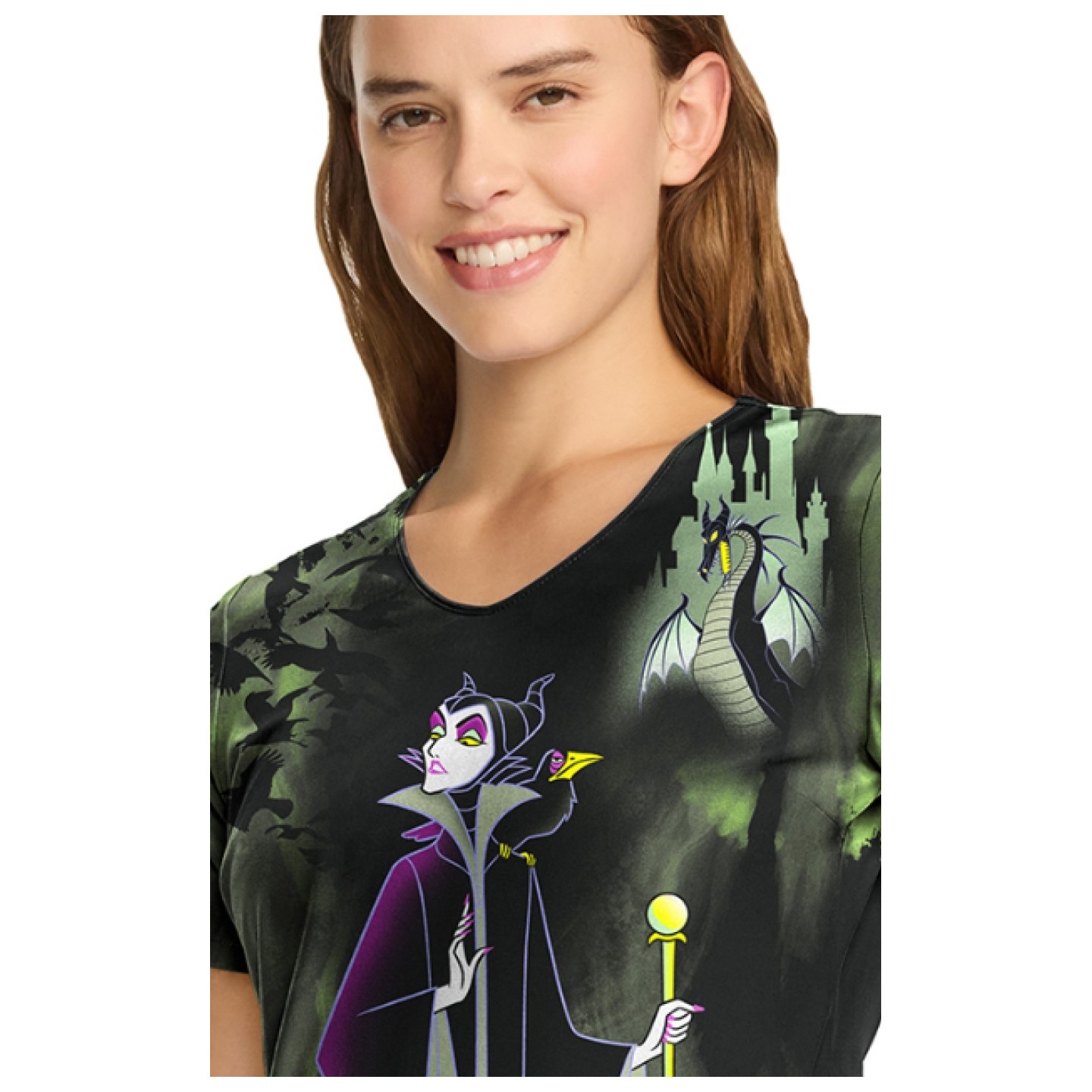 TF626 Tooniforms Modern Classic Fit 2 Pocket Print Top by Cherokee Uniforms - Dark Clouds