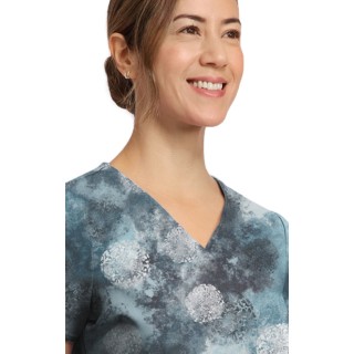 HH910 Healing Hands Amanda Grosgrain Ribbon V-Neck Print Top - Moody Dots