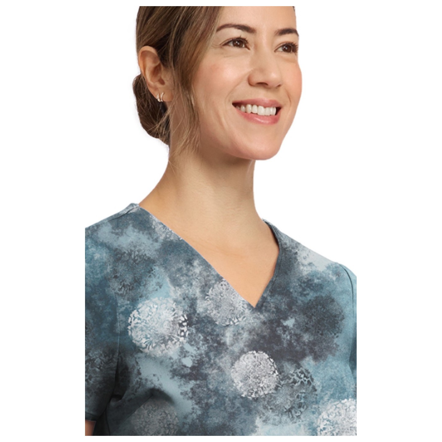 HH910 Healing Hands Amanda Haut Imprimer à Col en V avec Ruban Grosgrain - Moody Dots