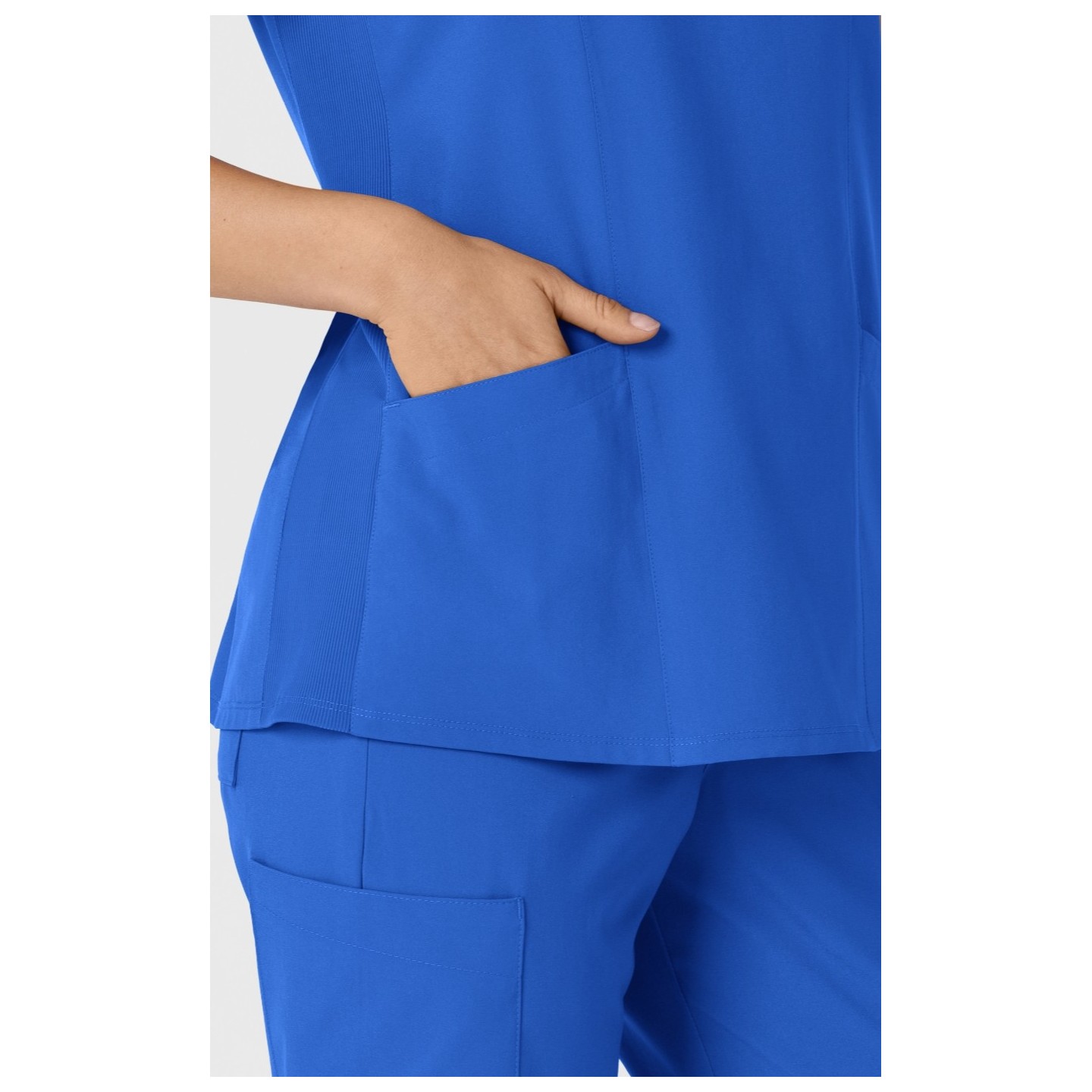 6145 W123 Flex-n-Reach Side Panel Curved V-Neck Top by WINK