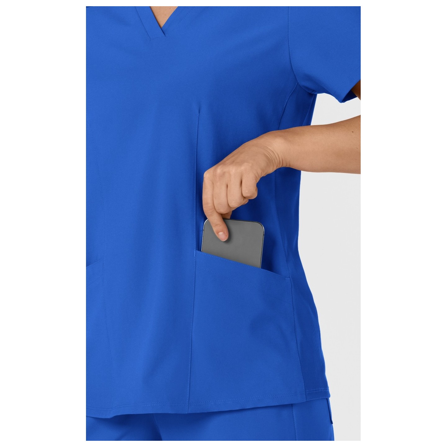 6145 W123 Flex-n-Reach Side Panel Curved V-Neck Top by WINK