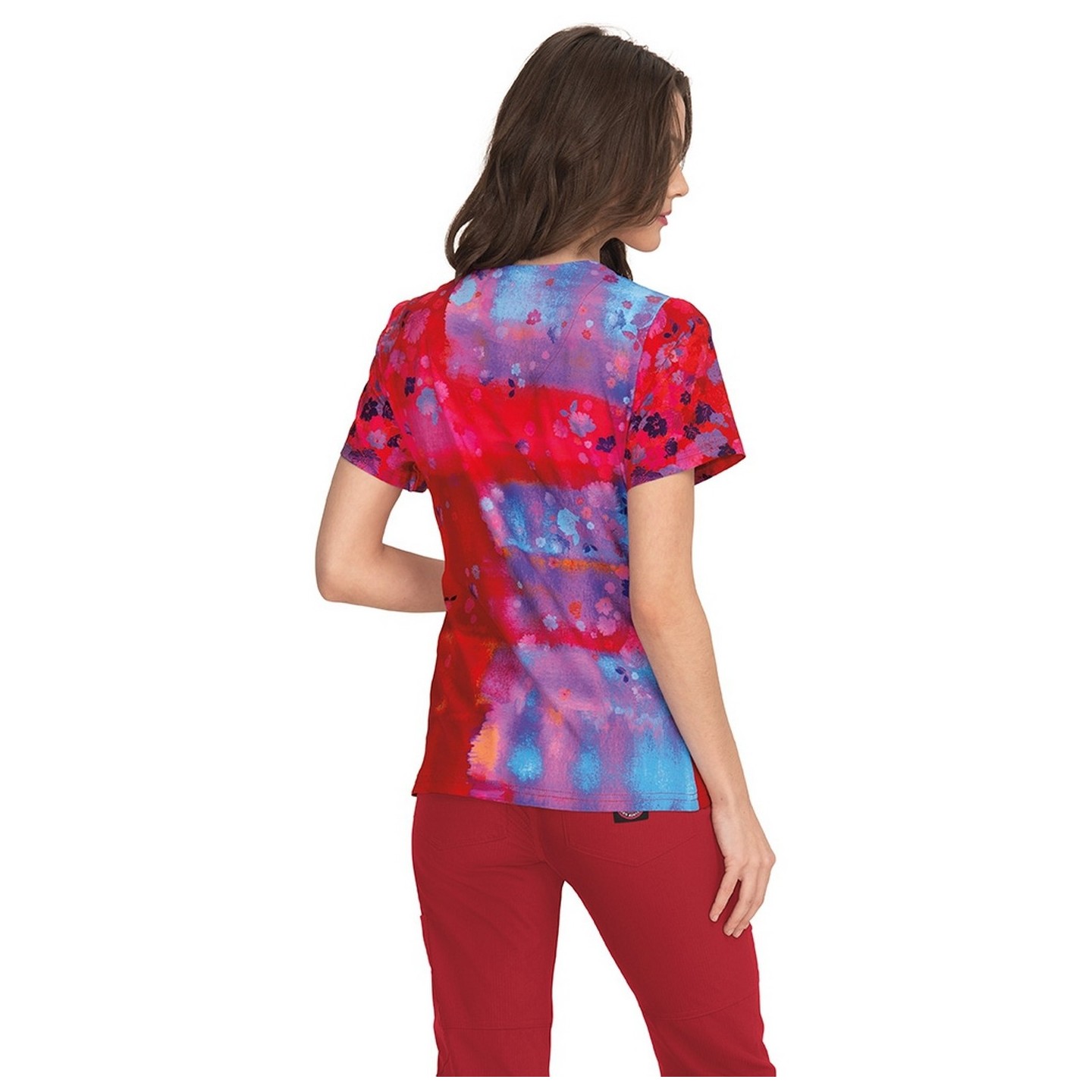 370PLM koi Lite Reform V-Neck Print Top - Vibrant Watercolor
