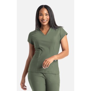 2501 Embrace Zoe Banded V-Neck 4 Pocket Top by Maevn