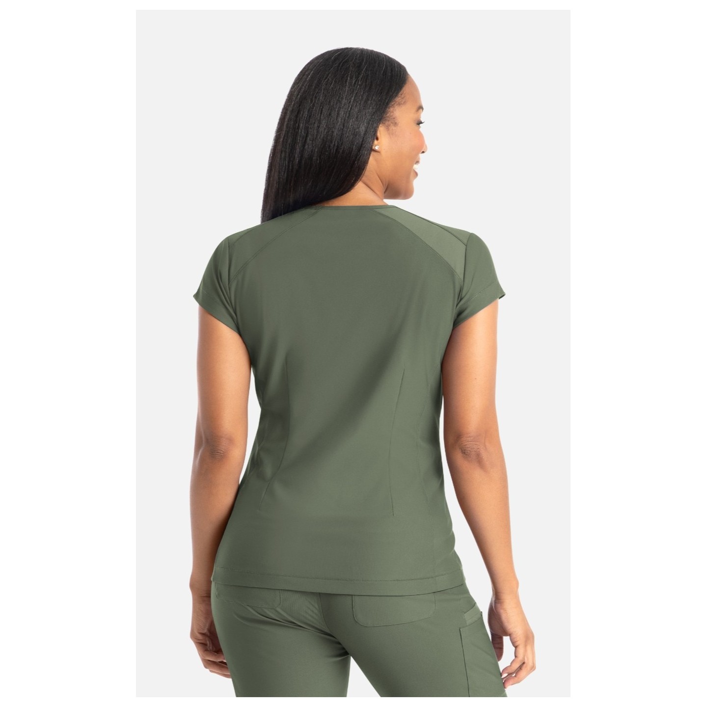 2501 Embrace Zoe Banded V-Neck 4 Pocket Top by Maevn