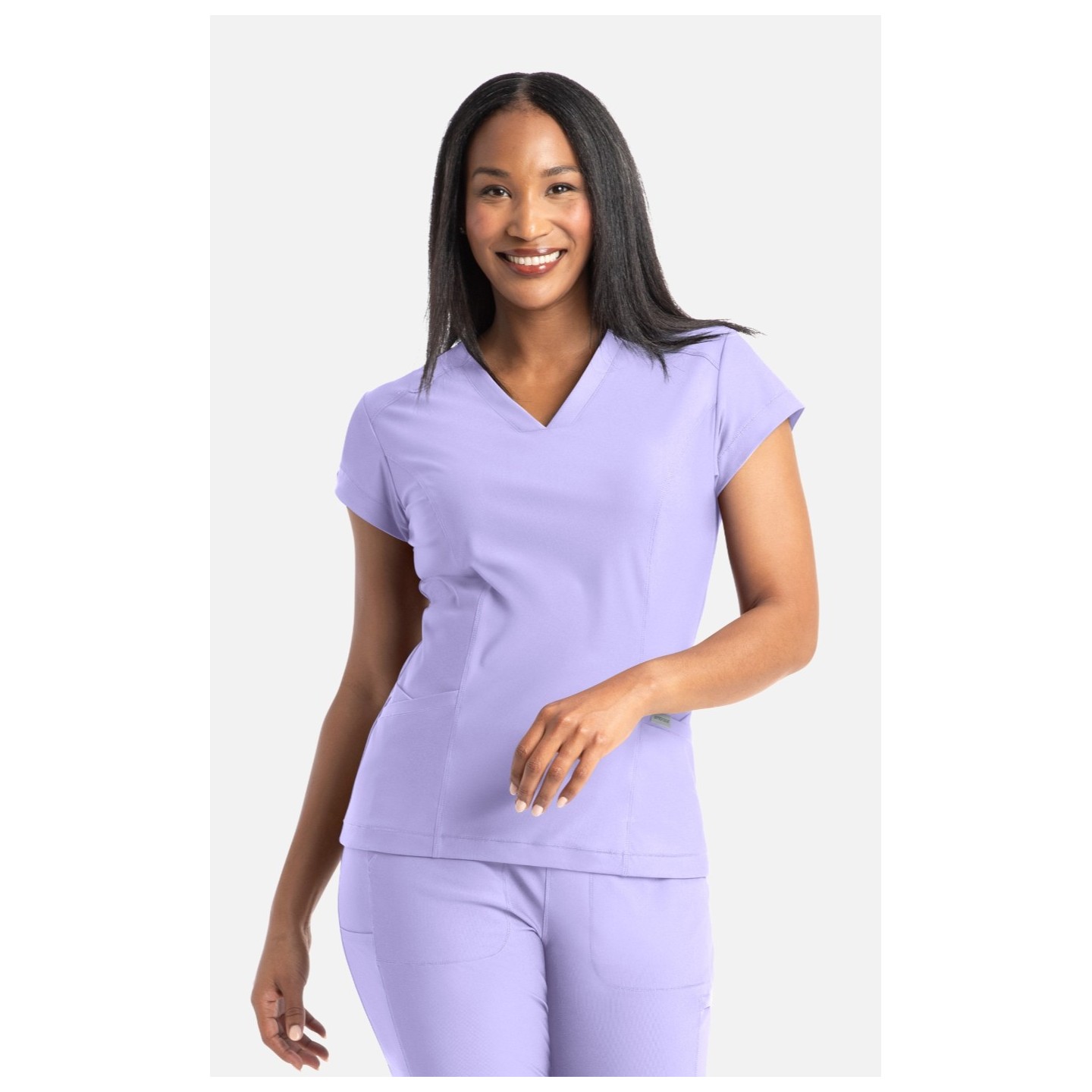 2501 Embrace Zoe Banded V-Neck 4 Pocket Top by Maevn