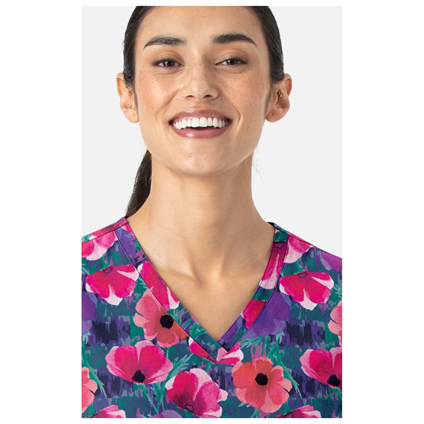 1797 Maevn Curved V-Neck Print Top - Autumn Bloom