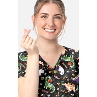 1797 Maevn Curved V-Neck Print Top - Trick-a-saurus