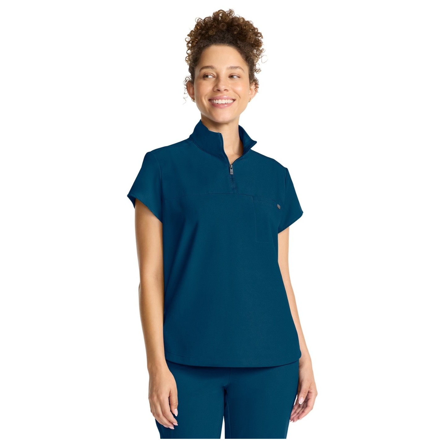 HH752 Quest Bella Partial Zip Stand Collar Scrub Top by Healing Hands