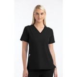 4510 [Matrix Impulse] Women's Contrast Curved V- Neck Top