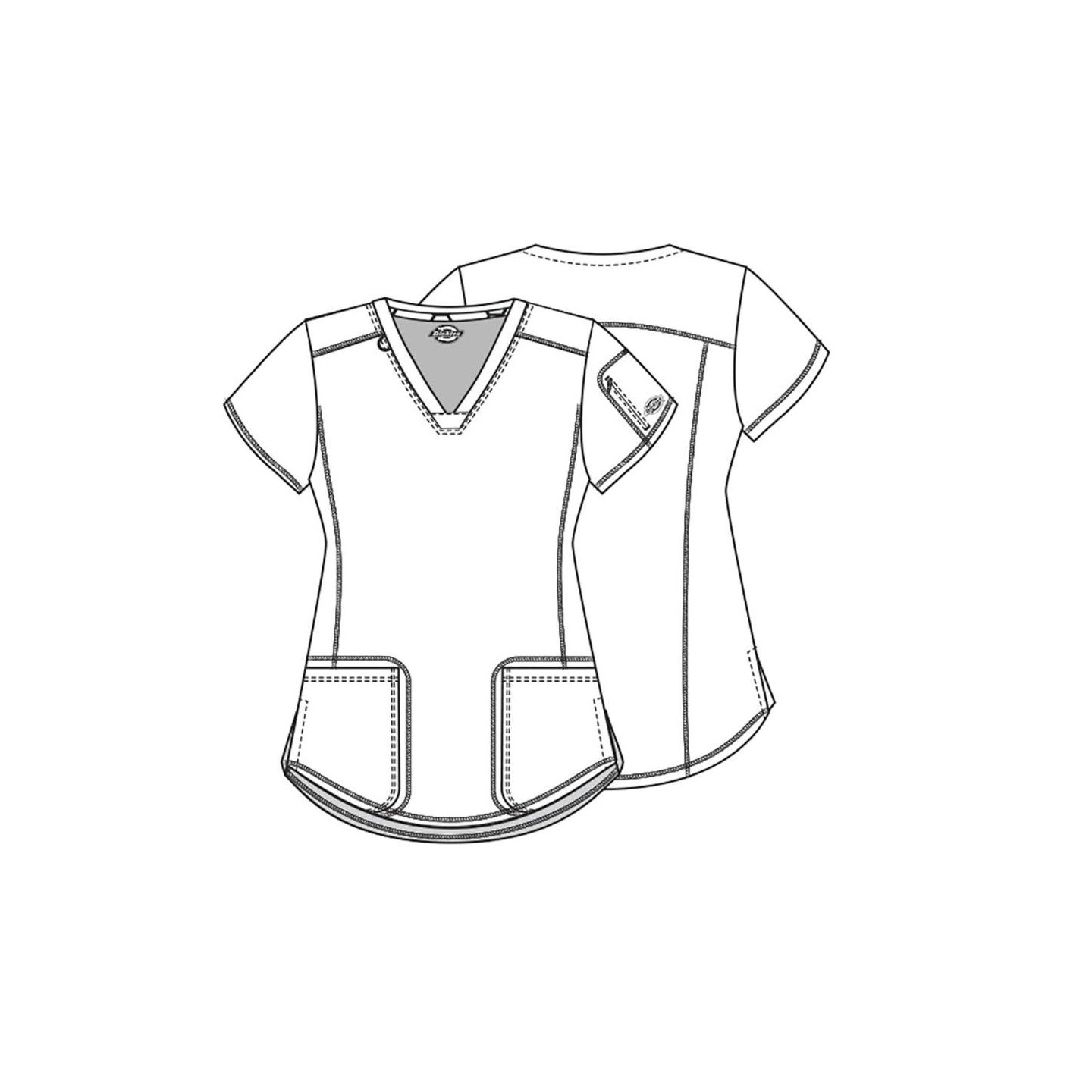 DK730 Dickies Dynamix 3 Pocket V-Neck Top