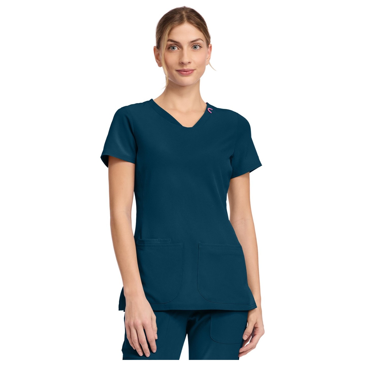 MC702 Amp 3 Pocket V-Neck Top with Flex Panels by Med Couture