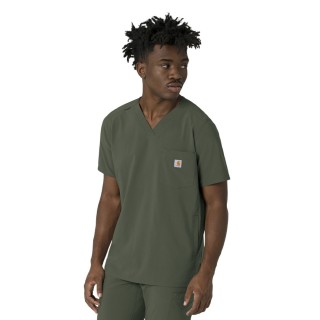 C16410 Carhartt Force Cross-Flex Men's 3 Pocket V-Neck Scrub Top