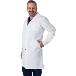 4533 Greentown Classix – Manteau de laboratoire unisexe long avec fermoir en *Snap* en avant - Poignets tricotés 