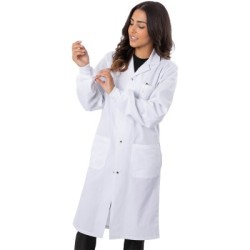 4622 Classix Unisex Snap Front Full Length Lab Coat 100% Cotton With Cuffs by Greentown