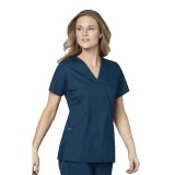 102 WonderWork Mock Wrap Scrub Top